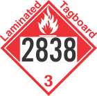Combustible Class 3 UN2838 Tagboard DOT Placard