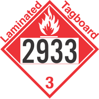 Combustible Class 3 UN2933 Tagboard DOT Placard