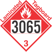 Combustible Class 3 UN3065 Tagboard DOT Placard