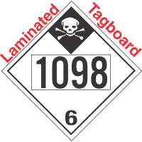 Inhalation Hazard Class 6.1 UN1098 Tagboard DOT Placard