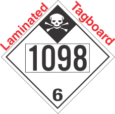 Inhalation Hazard Class 6.1 UN1098 Tagboard DOT Placard