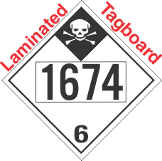 Inhalation Hazard Class 6.1 UN1674 Tagboard DOT Placard