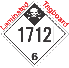 Inhalation Hazard Class 6.1 UN1712 Tagboard DOT Placard