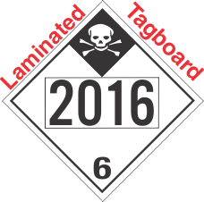 Inhalation Hazard Class 6.1 UN2016 Tagboard DOT Placard