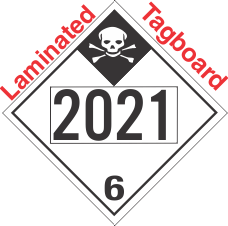 Inhalation Hazard Class 6.1 UN2021 Tagboard DOT Placard