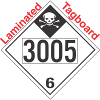 Inhalation Hazard Class 6.1 UN3005 Tagboard DOT Placard