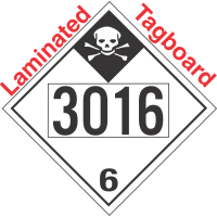 Inhalation Hazard Class 6.1 UN3016 Tagboard DOT Placard