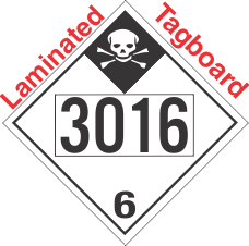 Inhalation Hazard Class 6.1 UN3016 Tagboard DOT Placard
