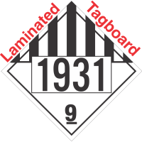 Miscellaneous Dangerous Goods Class 9 UN1931 Tagboard DOT Placard