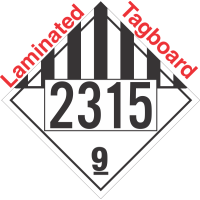 Miscellaneous Dangerous Goods Class 9 UN2315 Tagboard DOT Placard