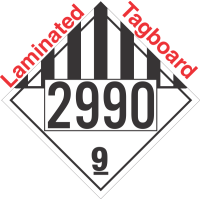 Miscellaneous Dangerous Goods Class 9 UN2990 Tagboard DOT Placard