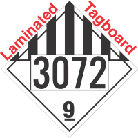 Miscellaneous Dangerous Goods Class 9 UN3072 Tagboard DOT Placard