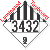 Miscellaneous Dangerous Goods Class 9 UN3432 Tagboard DOT Placard