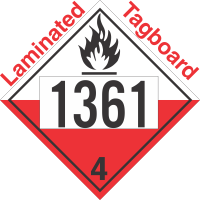 Spontaneously Combustible Class 4.2 UN1361 Tagboard DOT Placard