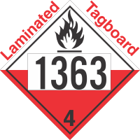 Spontaneously Combustible Class 4.2 UN1363 Tagboard DOT Placard