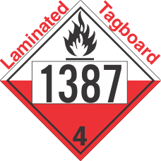 Spontaneously Combustible Class 4.2 UN1387 Tagboard DOT Placard