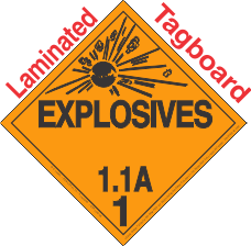 Explosive Class 1.1A Tagboard Tagboard DOT Placard