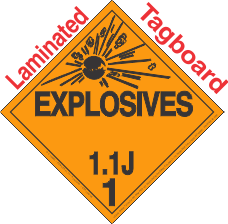 Explosive Class 1.1J Tagboard DOT Placard