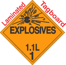 Explosive Class 1.1L Tagboard DOT Placard