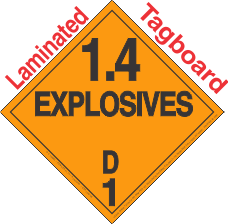 Explosive Class 1.4D Tagboard DOT Placard