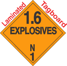 Explosive Class 1.6N Tagboard DOT Placard