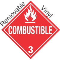 Standard Worded Combustible Class 3 Removable Vinyl Placard