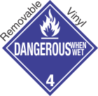 Standard Worded Dangerous When Wet Class 4.3 Removable Vinyl Placard