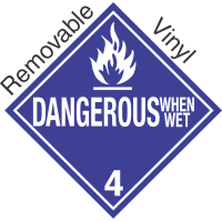 Standard Worded Dangerous When Wet Class 4.3 Removable Vinyl Placard