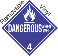 Standard Worded Dangerous When Wet Class 4.3 Removable Vinyl Placard