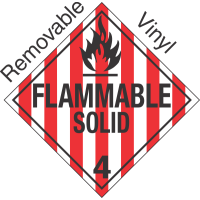 Standard Worded Flammable Solid Class 4.1 Removable Vinyl Placard