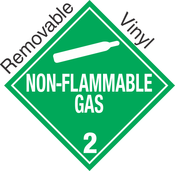 Standard Worded Non Flammable Gas Class 2 2 Removable Vinyl Placard