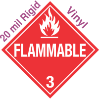 Standard Worded Flammable Class 3 20mil Rigid Vinyl Placard