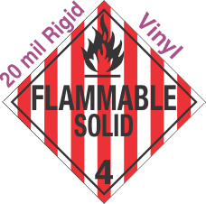Standard Worded Flammable Solid Class 4.1 20mil Rigid Vinyl Placard