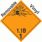 Explosive Class 1.1B NA or UN0029 International Wordless Removable Vinyl DOT Placard