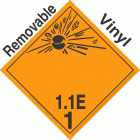 Explosive Class 1.1E NA or UN0329 International Wordless Removable Vinyl DOT Placard