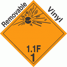 Explosive Class 1.1F NA or UN0180 International Wordless Removable Vinyl DOT Placard