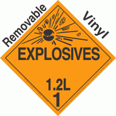 Explosive Class 1.2L NA or UN0248 Removable Vinyl DOT Placard