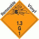 Explosive Class 1.3G NA or UN0430 International Wordless Removable Vinyl DOT Placard
