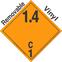 Explosive Class 1.4C NA or UN0351 International Wordless Removable Vinyl DOT Placard