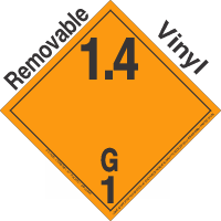 Explosive Class 1.4G NA or UN0435 International Wordless Removable Vinyl DOT Placard