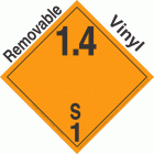 Explosive Class 1.4S NA or UN0012 International Wordless Removable Vinyl DOT Placard