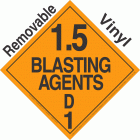Explosive Class 1.5D NA or UN0331 Removable Vinyl DOT Placard