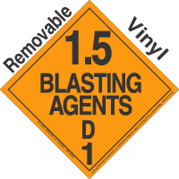 Explosive Class 1.5D NA or UN0332 Removable Vinyl DOT Placard