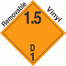 Explosive Class 1.5D NA or UN0332 International Wordless Removable Vinyl DOT Placard