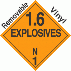 Explosive Class 1.6N NA or UN0486 Removable Vinyl DOT Placard