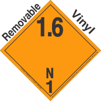 Explosive Class 1.6N NA or UN0486 International Wordless Removable Vinyl DOT Placard