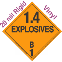 Explosive Class 1.4B NA or UN0365 20mil Rigid Vinyl DOT Placard