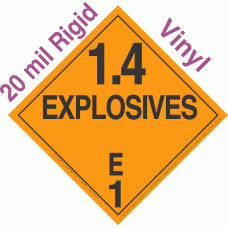 Explosive Class 1.4E NA or UN0412 20mil Rigid Vinyl DOT Placard