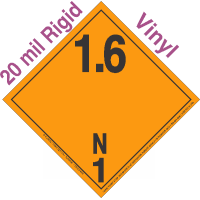 Explosive Class 1.6N NA or UN0486 International Wordless 20mil Rigid Vinyl DOT Placard