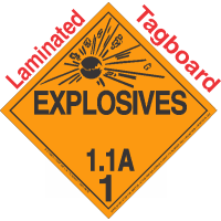 Explosive Class 1.1A NA or UN0074 Tagboard DOT Placard